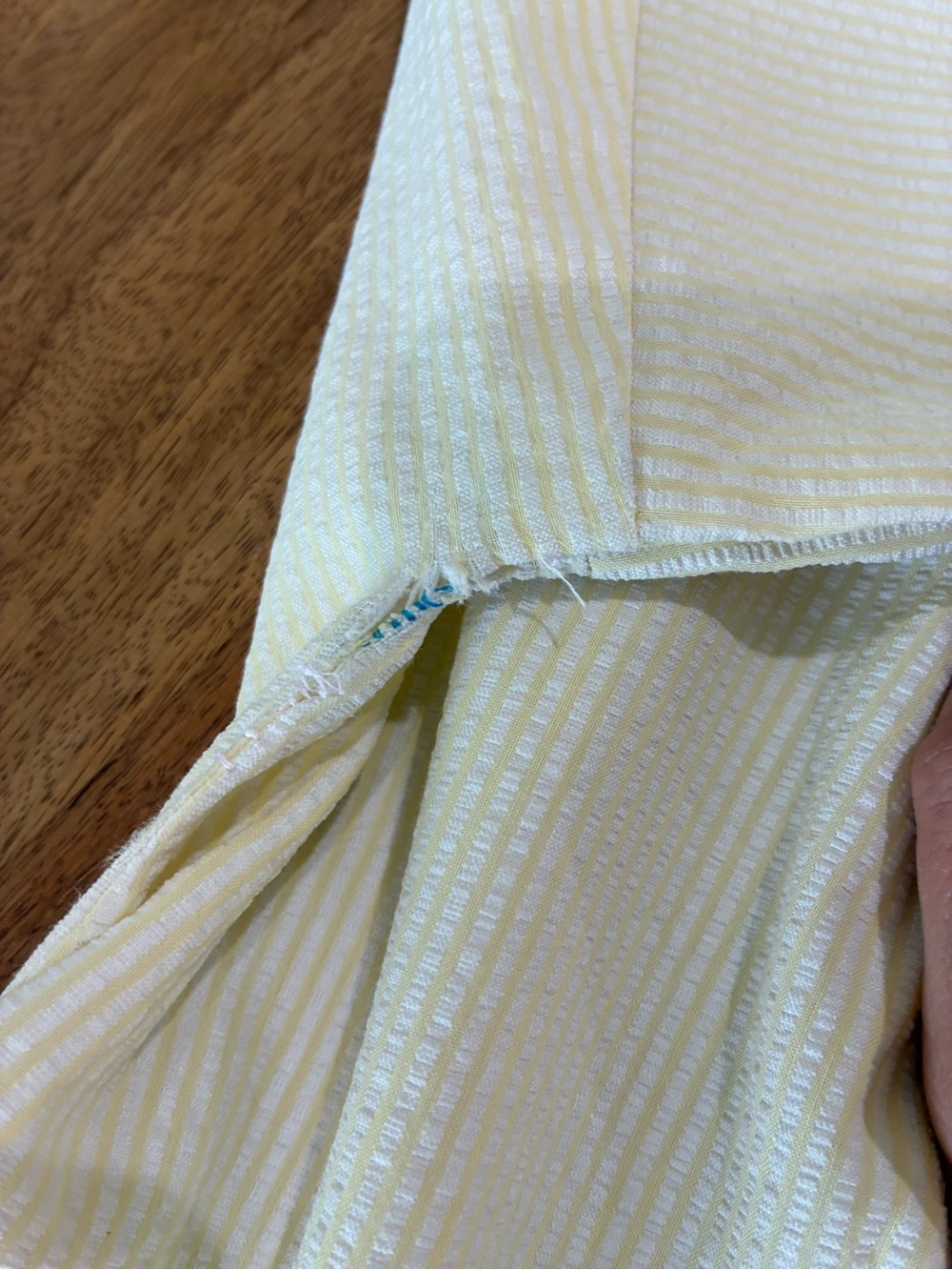 Vintage Yellow & White Seersucker Midi Dress Cottagecore Button Front Pockets M - Picture 5 of 9